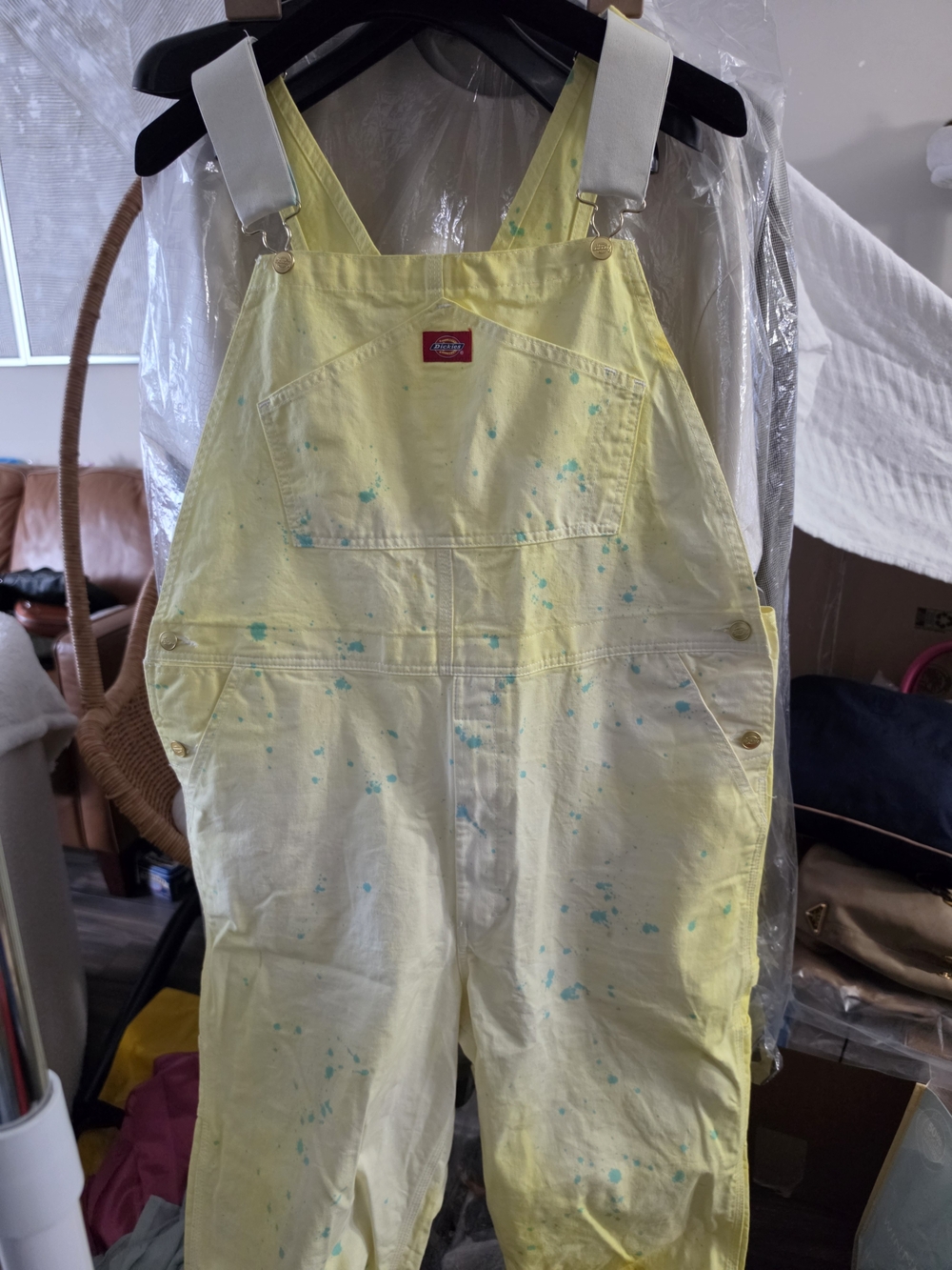 Dickies Yellow Paint-Splatter Overalls Size 38/30